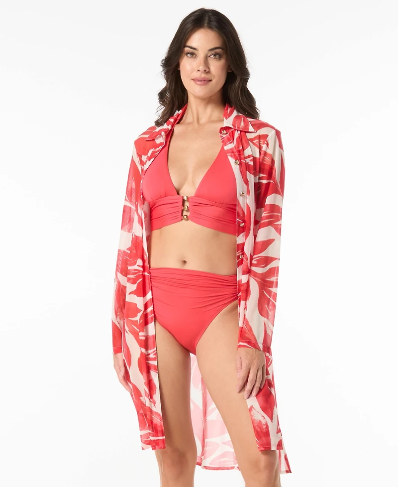 Carmen Marc Valvo Women's Printed Convertible Shirt