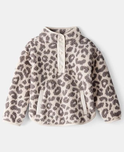 Carter's Girls Toddler 2T-5T Cheetah Quarter-Snap Pull-On Sweatshirt