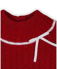 Hope & Henry Big Girls Organic Mock Neck Ruffle Cuff Cable Sweater Dress
