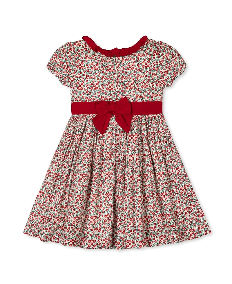 Hope & Henry Baby Girls Organic Puff Sleeve Ruffle Collar Sateen Dress