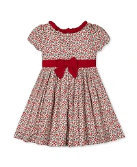 Hope & Henry Baby Girls Organic Puff Sleeve Ruffle Collar Sateen Dress