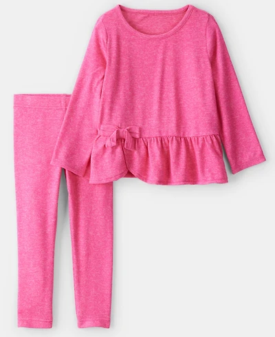 Carter's Girls Toddler 2T-5T 2-Piece Bow Peplum Long-Sleeve Top and Leggings Set