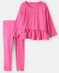 Carter's Girls Toddler 2T-5T 2-Piece Bow Peplum Long-Sleeve Top and Leggings Set