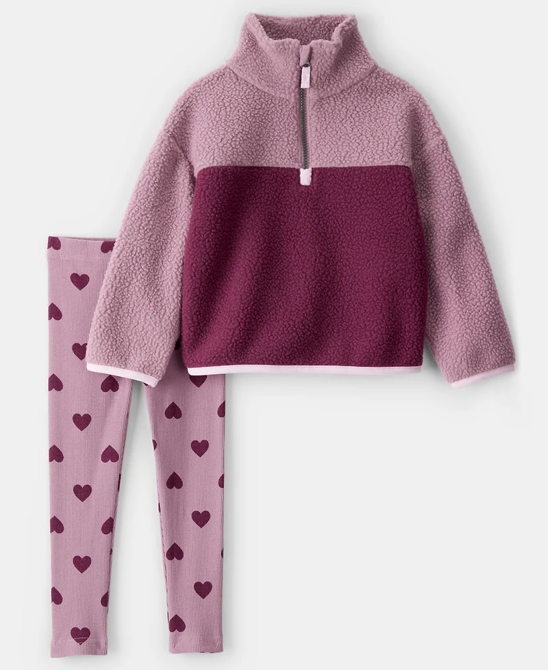 Carter's Girls Toddler 2T-5T 2-Piece Half-Zip Sweatshirt and Leggings Set