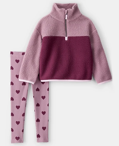 Carter's Girls Toddler 2T-5T 2-Piece Half-Zip Sweatshirt and Leggings Set