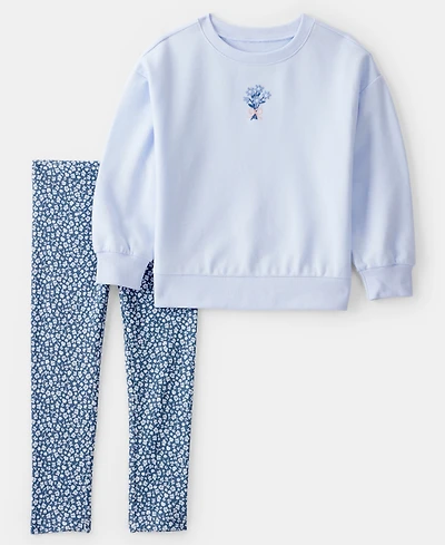 Carter's Girls Toddler 2T-5T 2-Piece Floral Long-Sleeve Sweatshirt and Leggings Set
