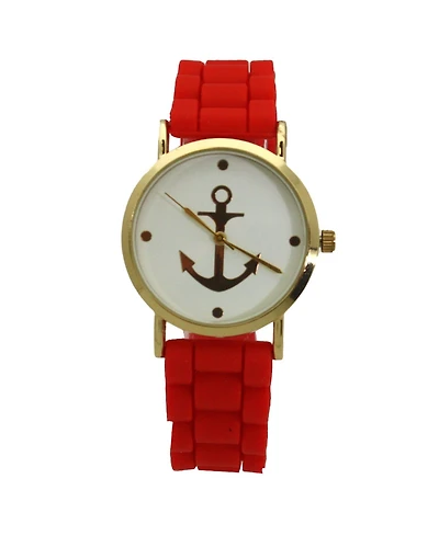 Red Anchor Emblem Silicone Band Watch