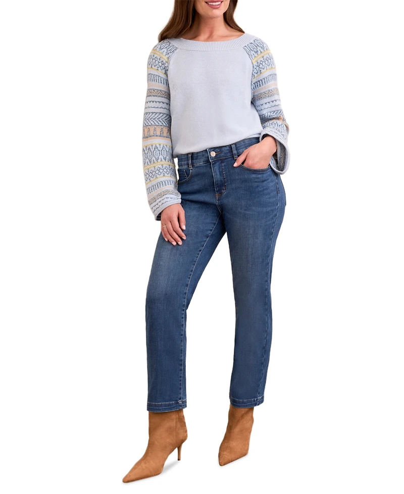 Tribal Women's Audrey Boundless Stretch Denim Straight Leg Crop Jeans
