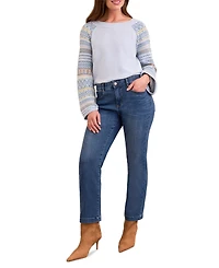 Tribal Women's Audrey Boundless Stretch Denim Straight Leg Crop Jeans