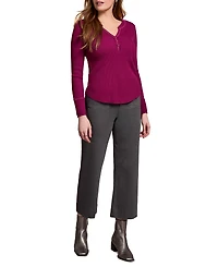 Tribal Women's Brushed Waffle Knit Henley Long Sleeve Top