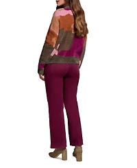 Tribal Women's Fuzzy Intarsia Crew Neck Sweater