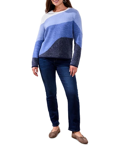 Tribal Women's Fuzzy Double Knit Crew Neck Sweater