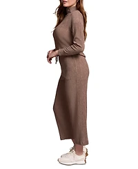 Tribal Women's Two Tone Crinkle Knit Pull On Barrel Pants