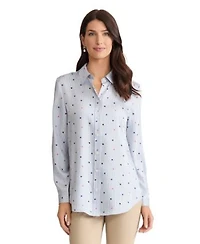 Jones New York Womens Long Sleeve Button Top