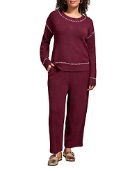 Tribal Women's Saddle Stitch Crew Neck Sweater