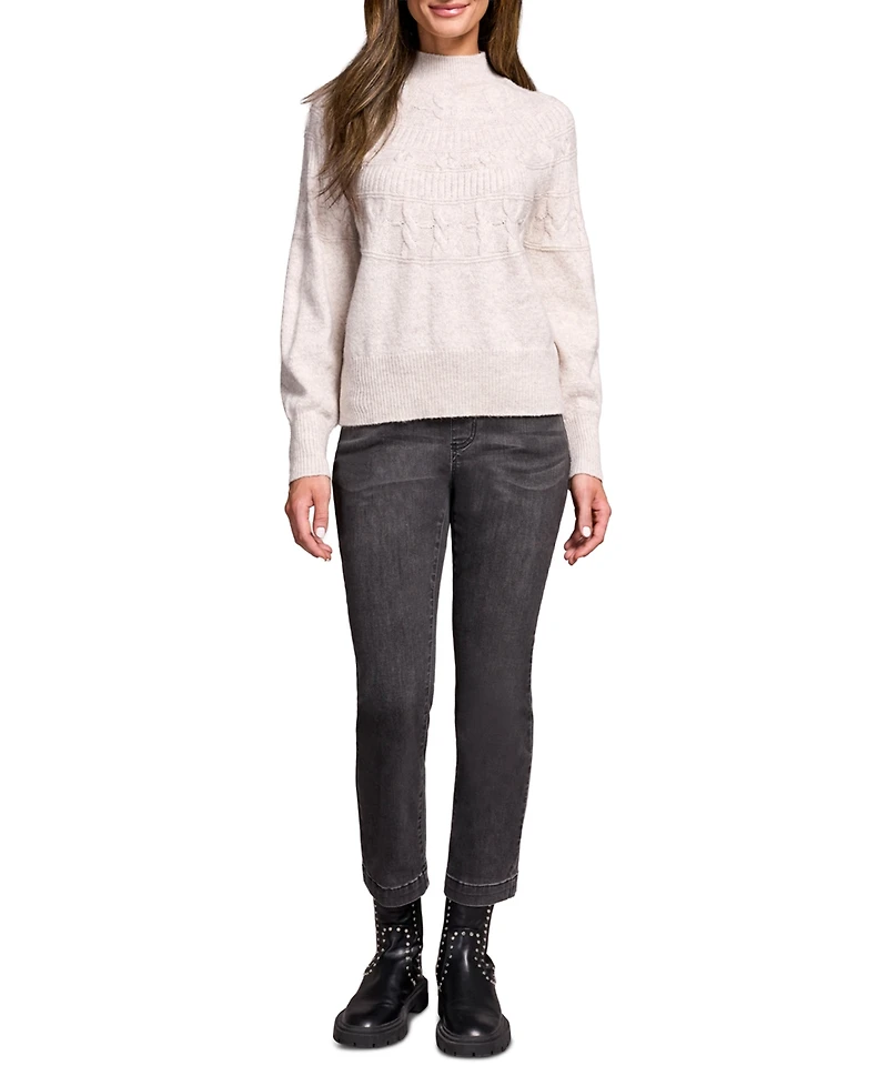 Tribal Women's Two Tone Mock Neck Sweater