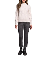 Tribal Women's Two Tone Mock Neck Sweater