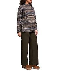 Tribal Women's Striped Mock Neck Long Sleeve Top