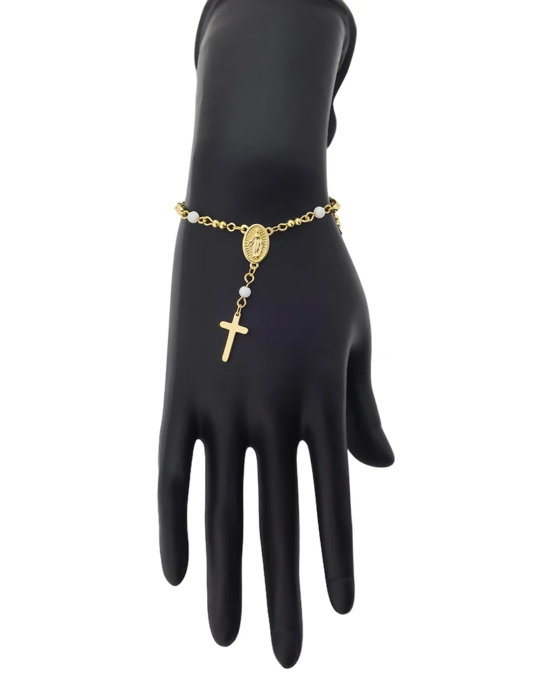 Unwritten Mother Of Cultivated Pearl Saint And Cross Rosary Bracelet