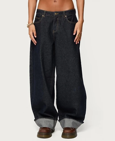 Edikted Women's Kella Extra Oversized Low Rise Jeans