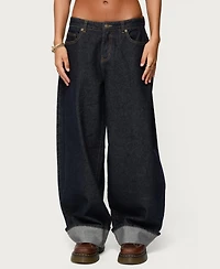 Edikted Women's Kella Extra Oversized Low Rise Jeans