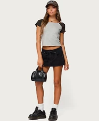 Edikted Women's Ziggie Tie Front Denim Mini Skort
