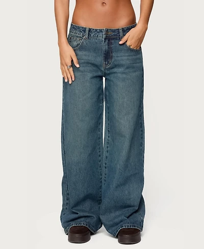 Edikted Women's Heartly Low Rise Straight Leg Jeans