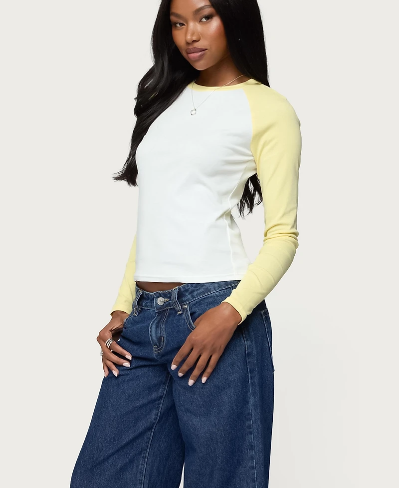 Edikted Womens Tommi Raglan Long Sleeve T Shirt