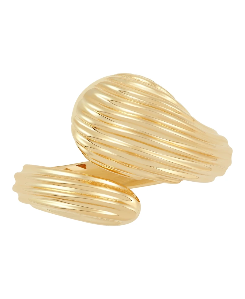 Macy's Polished Graduated Ribbed Bypass Ring in 10K Yellow Gold