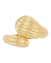 Macy's Polished Graduated Ribbed Bypass Ring in 10K Yellow Gold