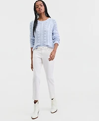 Lucky Brand Women's Pointelle Crewneck Long-Sleeve Sweater