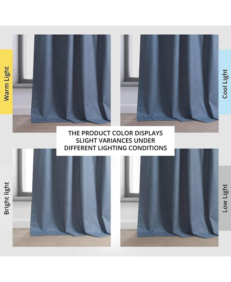 Half Price Drapes Dark Blue Performance Linen Hotel Blackout Curtain