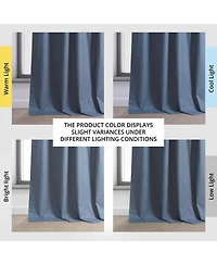 Half Price Drapes Dark Blue Performance Linen Hotel Blackout Curtain