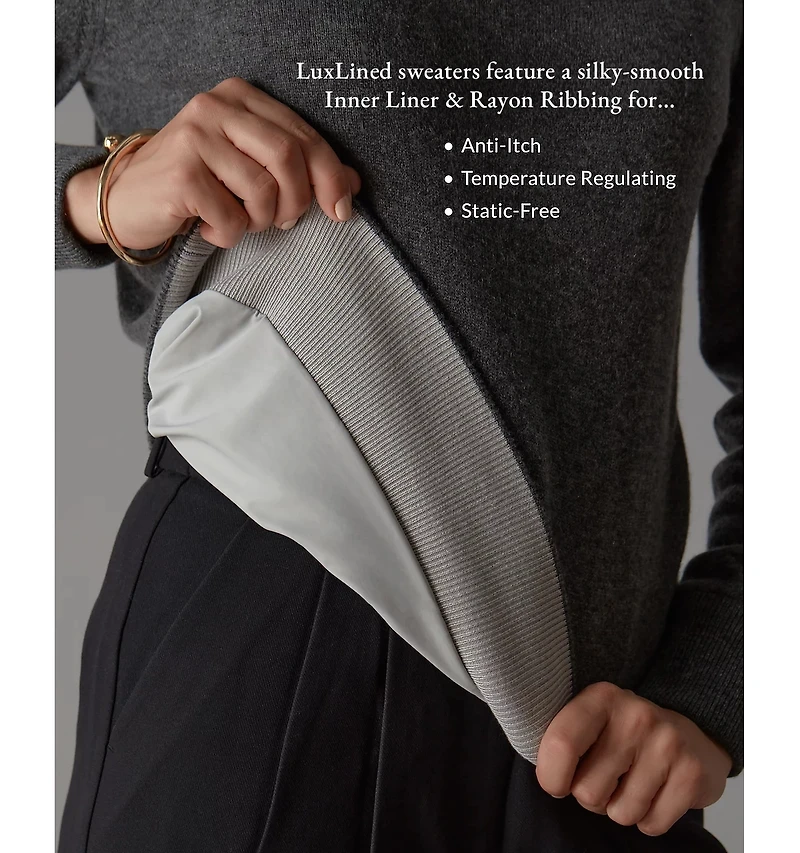 LuxLined Men's Itch-Free Merino Wool Striped Crewneck Sweater with Soft Inner Lining