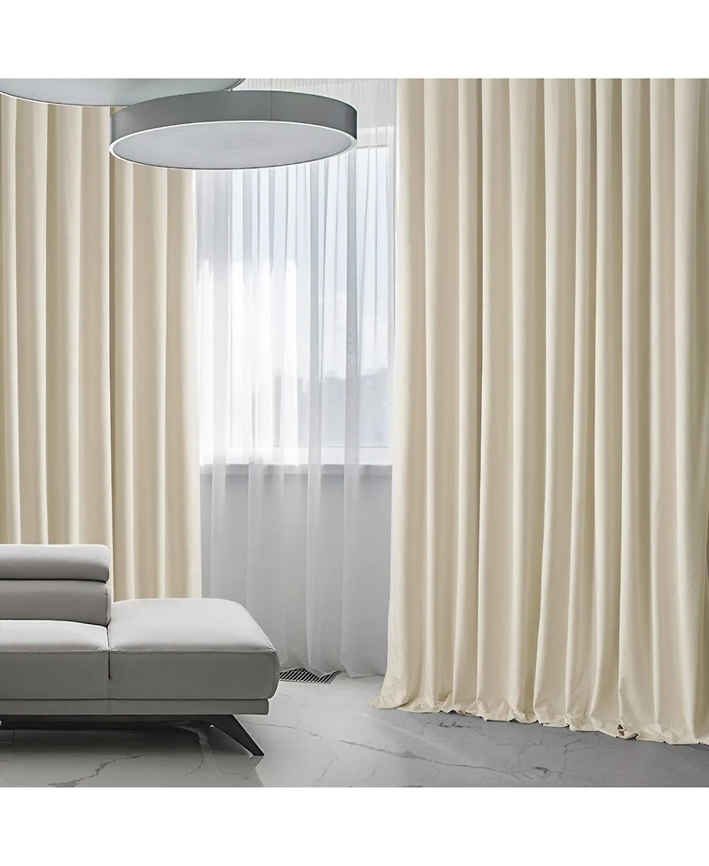 Half Price Drapes Diva Cream Extra Wide Signature Plush Velvet Hotel Blackout Curtain