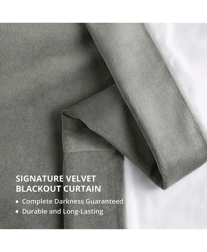 Half Price Drapes Silver Grey Grommet Signature Velvet Blackout Curtain