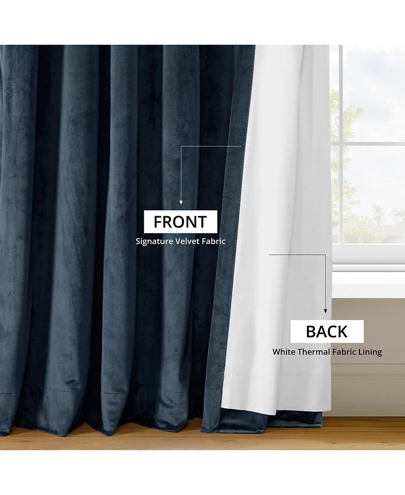 Half Price Drapes Midnight Blue Grommet Signature Velvet Blackout Curtain
