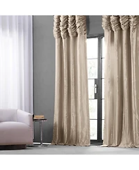 Half Price Drapes Antique Beige Ruched Solid Faux Silk Taffeta Room Darkening Curtain