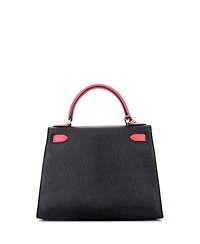Pre-Owned Hermes Kelly 28 Handbag Bicolor Chevre Mysore with Brushed Gold Hardware