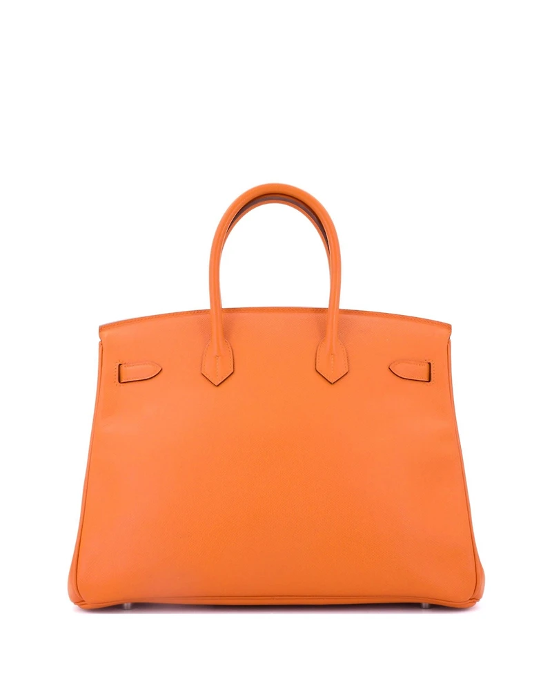 Pre-Owned Hermes Birkin 35 Handbag Orange Epsom with Palladium Hardware