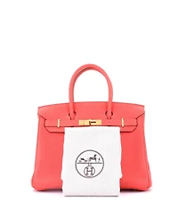 Pre-Owned Hermes Birkin 30 Handbag Pink Clemence with Gold Hardware
