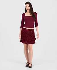 Sincerely Jules Juniors' Flocked Ruffle Lace Skirt