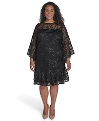 Jessica Howard Plus Textured Boat Neck A-Line Dress