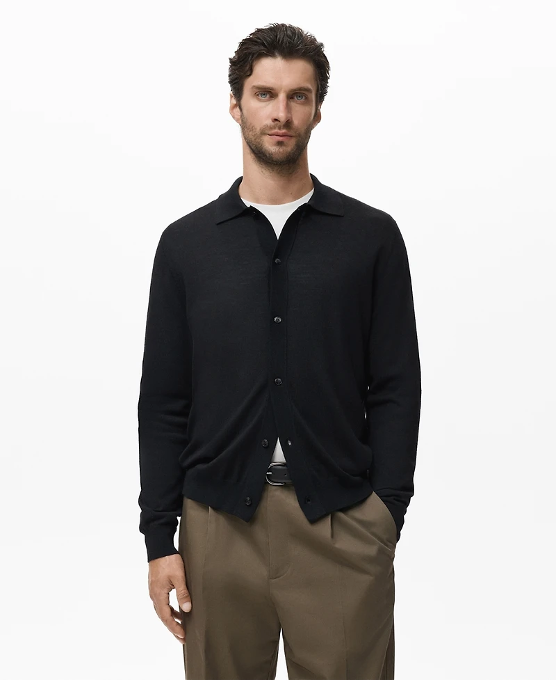 Mango Men's Merino Wool Cardigan