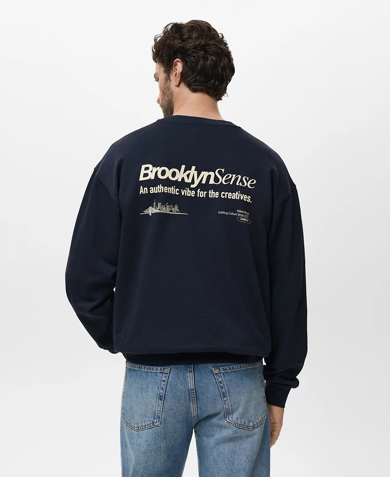 Mango Men's Cotton Text Sweatshirt