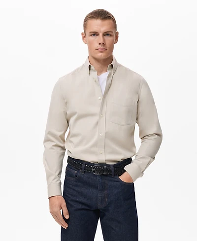 Mango Men's Cotton Regular Fit Pocket Shirt