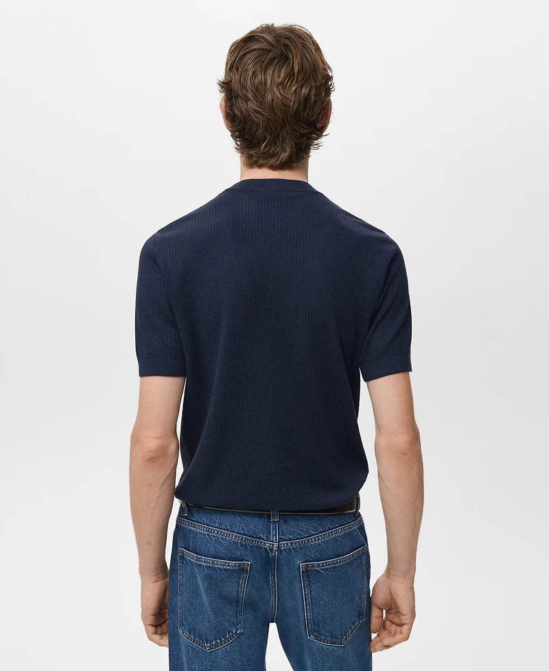 Mango Men's Ribbed Knit T-Shirt