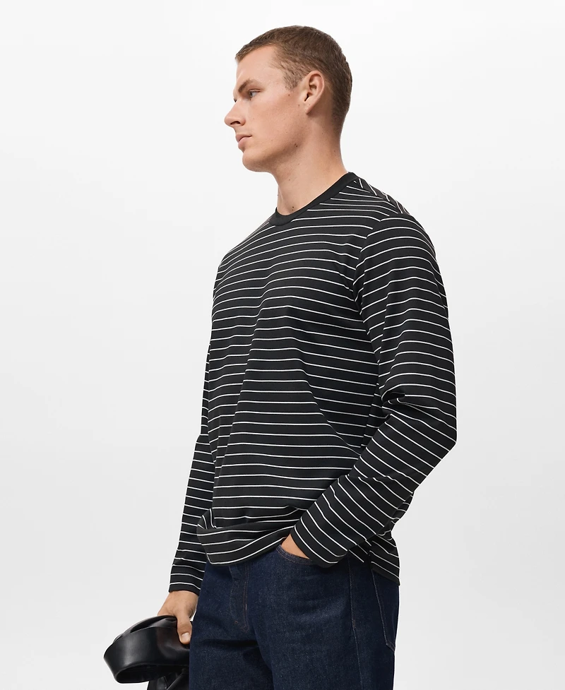Mango Men's Striped Long Sleeves T-Shirt