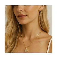 Elena Halo Pendant Necklace Gold & White Plated