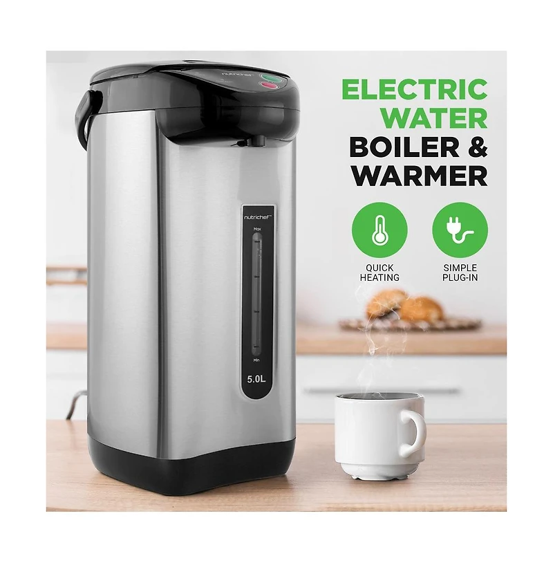 NutriChef 5L Electric Water Boiler & Warmer with Quick Heating and 3 Dispensing Options (PKWK63)